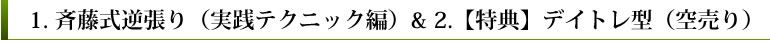 １．斉藤式逆張り（実践テクニック編）＆２．【特典】デイトレ型（空売り）