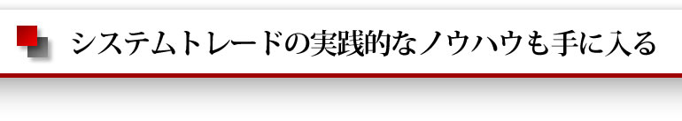 システムトレードの実践的なノウハウも手に入る